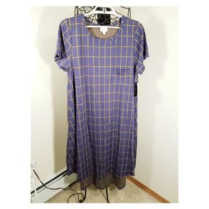 Lularoe Carly dress Sz 2XL Blue Gold New w/tags